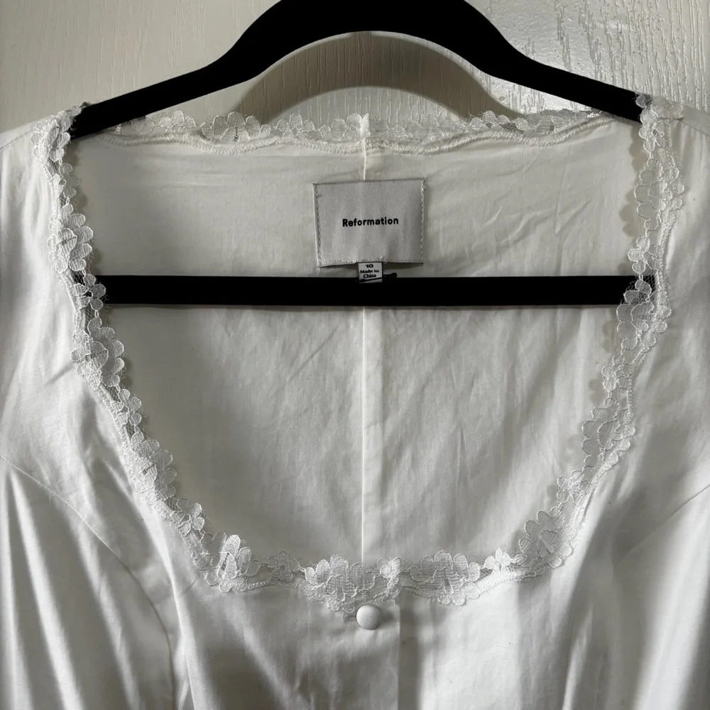 Reformation Alida Button Front Midi Dress White Size 6 - Picture 4 of 7